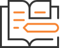 Copyright faq book icon black and orange