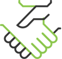 Why faq green and black hands icon