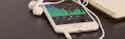 5 Apps promote music cover foto celular com fones branco