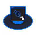 Music Analytics easy access to data with iMusician computer on vinyl record in blue showing iMusician Music Analytics product on screen