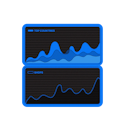 Music Analytics enhanced revenue analytics with iMusician two statistics from iMusician Music Analytics product in blue