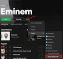 Captura de tela URI Perfil do Artista Eminem no Spotify