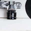2 Black Vinyls With Leaves With Camera And Laptop