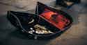 open music instrument case with money